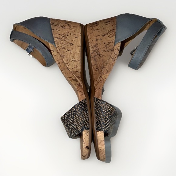 Naturalizer Cami Cork Wedge Blue Leather Ankle Strap Sandals US Size 9.5M - Picture 5 of 10